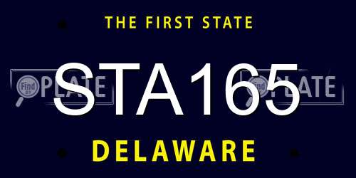STA165 Delaware License Plate