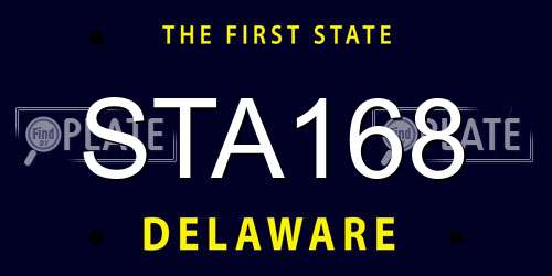STA168 Delaware License Plate