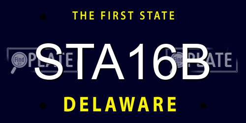 STA16B Delaware License Plate