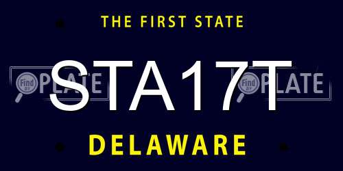 STA17T Delaware License Plate