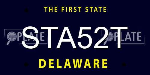 STA52T Delaware License Plate