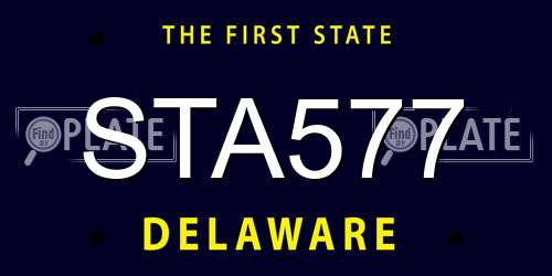 STA577 Delaware License Plate