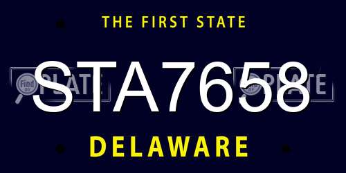 STA7658 Delaware License Plate