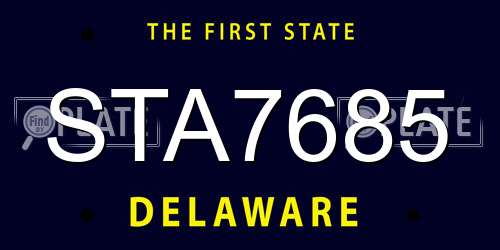 STA7685 Delaware License Plate