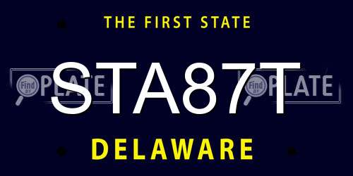 STA87T Delaware License Plate