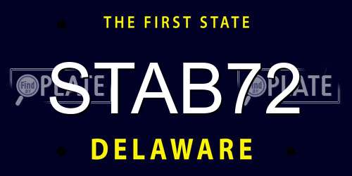 STAB72 Delaware License Plate