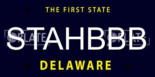 STAHBBB Delaware License Plate