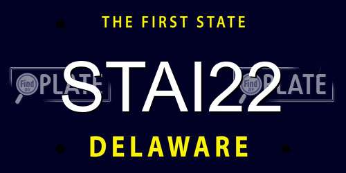 STAI22 Delaware License Plate
