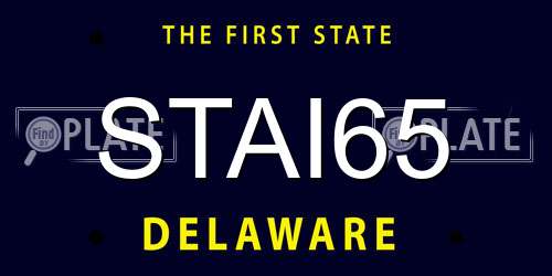 STAI65 Delaware License Plate