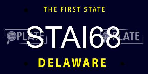 STAI68 Delaware License Plate