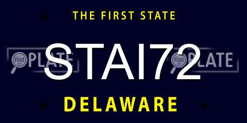 STAI72 Delaware License Plate