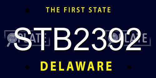 STB2392 Delaware License Plate