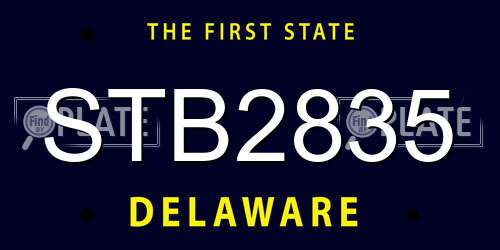 STB2835 Delaware License Plate