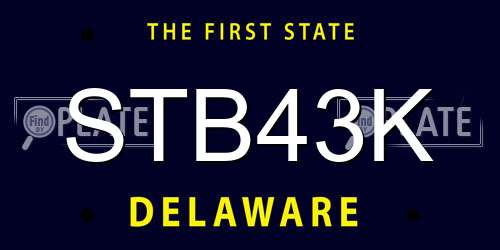 STB43K Delaware License Plate