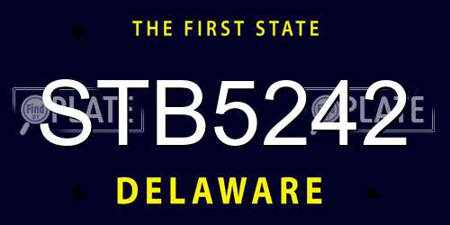 STB5242 Delaware License Plate