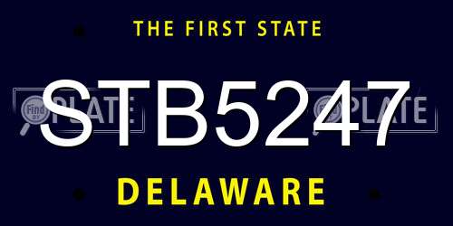 STB5247 Delaware License Plate