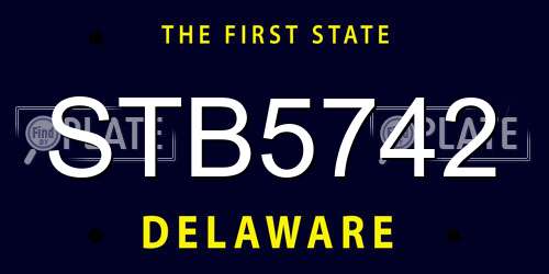 STB5742 Delaware License Plate