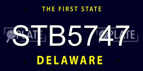 STB5747 Delaware License Plate