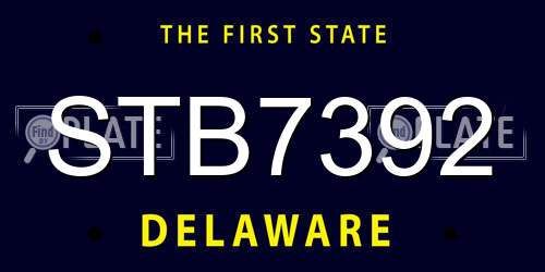 STB7392 Delaware License Plate