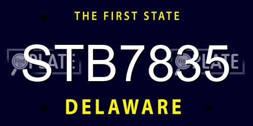 STB7835 Delaware License Plate