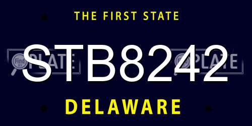 STB8242 Delaware License Plate