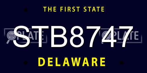 STB8747 Delaware License Plate