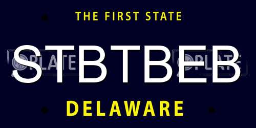 STBTBEB Delaware License Plate