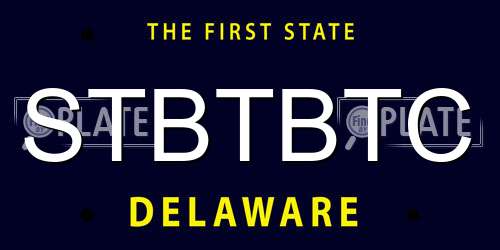STBTBTC Delaware License Plate