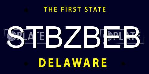 STBZBEB Delaware License Plate