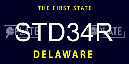 STD34R Delaware License Plate