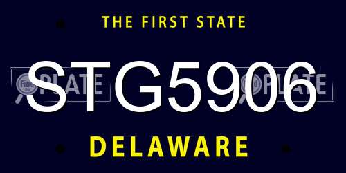 STG5906 Delaware License Plate