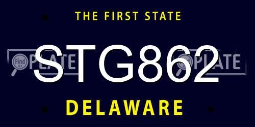STG862 Delaware License Plate