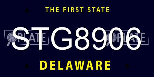STG8906 Delaware License Plate