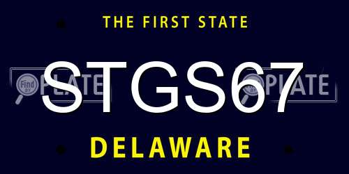STGS67 Delaware License Plate