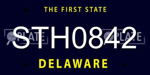 STH0842 Delaware License Plate