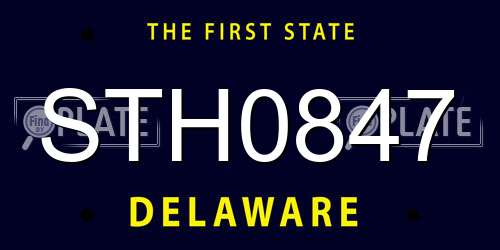 STH0847 Delaware License Plate