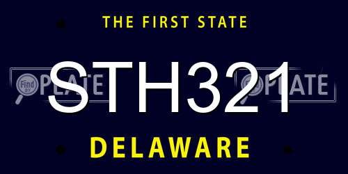 STH321 Delaware License Plate