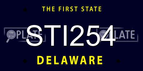 STI254 Delaware License Plate