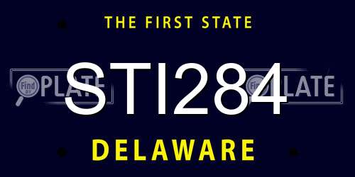 STI284 Delaware License Plate
