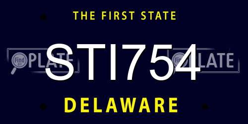 STI754 Delaware License Plate