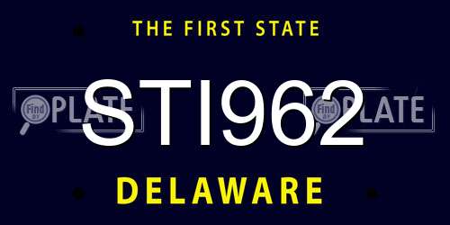 STI962 Delaware License Plate