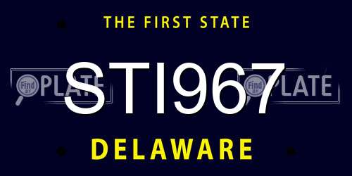 STI967 Delaware License Plate