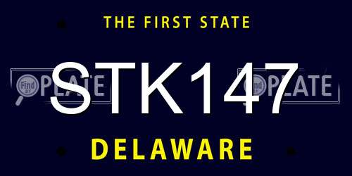 STK147 Delaware License Plate