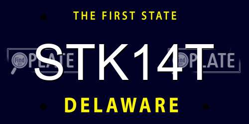 STK14T Delaware License Plate