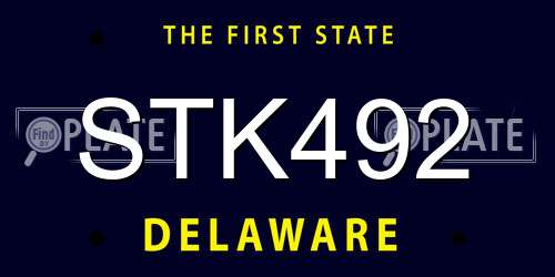 STK492 Delaware License Plate