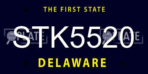 STK5520 Delaware License Plate