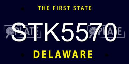 STK5570 Delaware License Plate