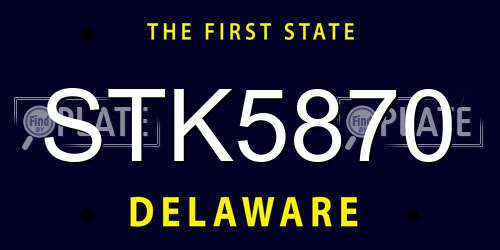 STK5870 Delaware License Plate