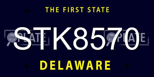 STK8570 Delaware License Plate