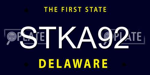 STKA92 Delaware License Plate